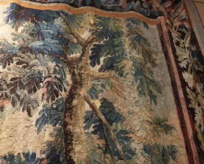 Antique Tapestry with Forest Landscape