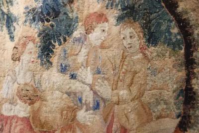 Antique Tapestry with Forest Landscape