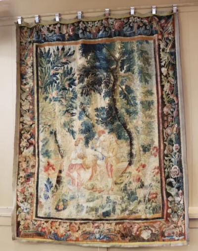 Antique Tapestry with Forest Landscape
