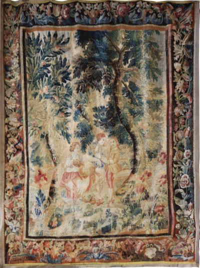 Antique Tapestry with Forest Landscape