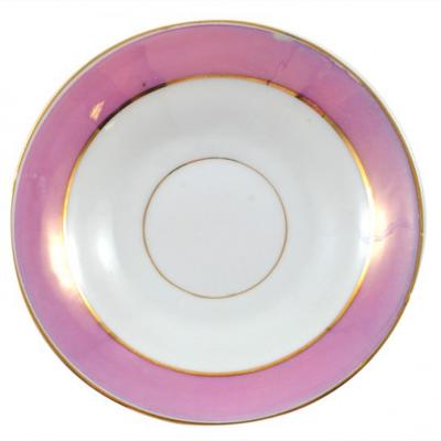 Antique Tea Cup and Saucer Pink Lustre Souvenier Porcelain Germany 19th C 