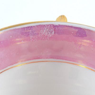 Antique Tea Cup and Saucer Pink Lustre Souvenier Porcelain Germany 19th C 