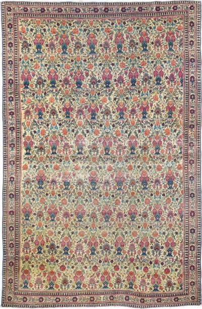 Antique Tehran Rug 4 3 x 6 7 