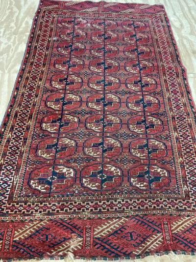 Antique Tekkeh Turkoman Engsi Hatchli 4 Seasons Rug AS IS