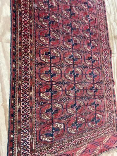 Antique Tekkeh Turkoman Engsi Hatchli 4 Seasons Rug AS IS