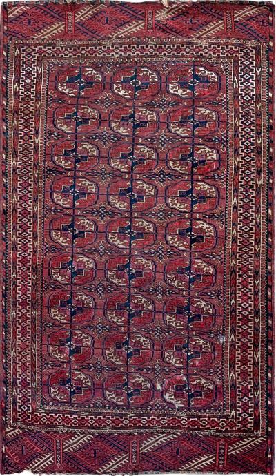 Antique Tekkeh Turkoman Engsi Hatchli 4 Seasons Rug AS IS