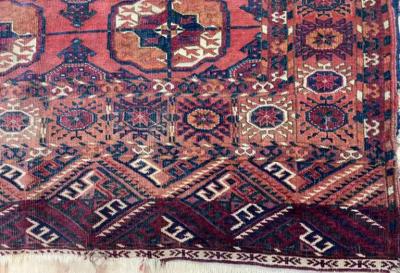 Antique Tekkeh Turkoman Engsi Hatchli 4 Seasons Rug AS IS