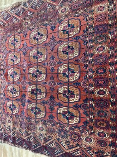 Antique Tekkeh Turkoman Engsi Hatchli 4 Seasons Rug AS IS