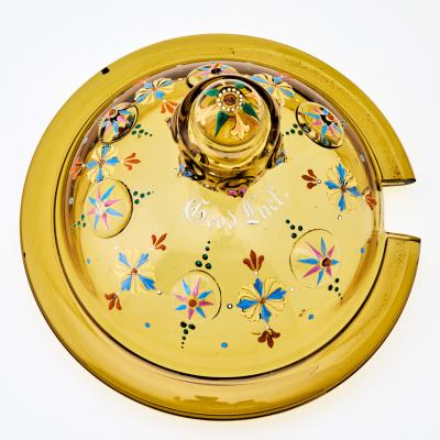 Antique Ten Piece Moser Enameled Glass Punch Bowl Service circa 1880 1890