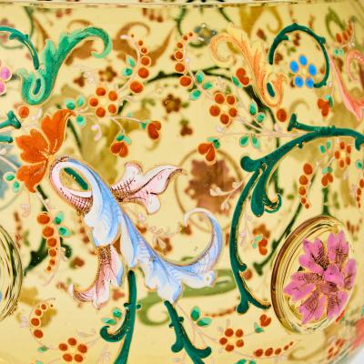 Antique Ten Piece Moser Enameled Glass Punch Bowl Service circa 1880 1890