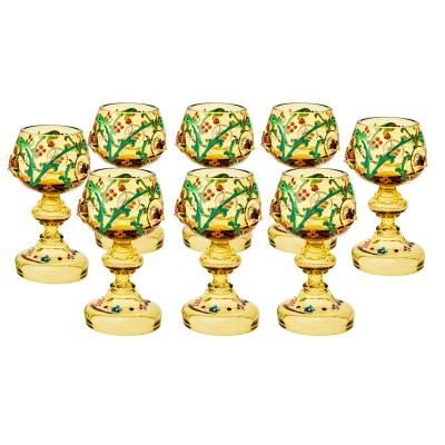 Antique Ten Piece Moser Enameled Glass Punch Bowl Service circa 1880 1890