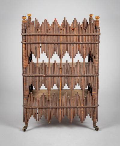 Antique Three Tier Bamboo and Rattan tag re