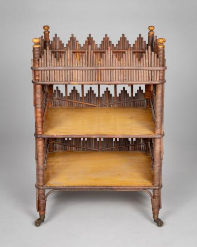 Antique Three Tier Bamboo and Rattan tag re