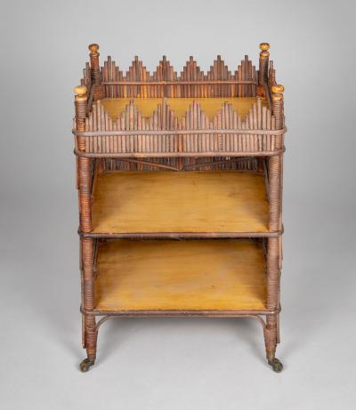 Antique Three Tier Bamboo and Rattan tag re