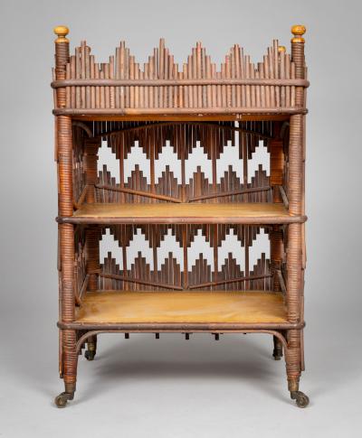 Antique Three Tier Bamboo and Rattan tag re