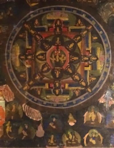 Antique Tibetan Thangka Painting on Fabric 18th Century
