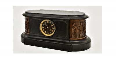 Antique Tiffany Co Bronze Mounted Slate Mantel Clock