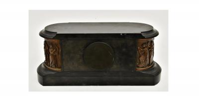 Antique Tiffany Co Bronze Mounted Slate Mantel Clock