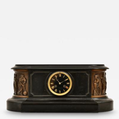 Antique Tiffany Co Bronze Mounted Slate Mantel Clock