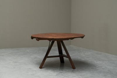 Antique Tilt Top Center Table in Solid Wood and Wrought Iron The Netherlands