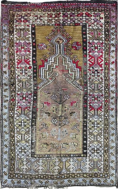 Antique Turkish Anatolian Tree of life and prayer Rug As Is