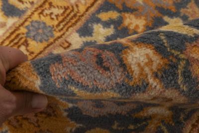 Antique Turkish Blue Beige Dark Yellow Handwoven Wool Rug Borlou