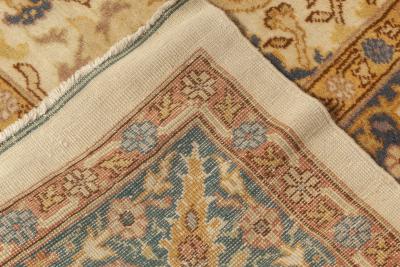 Antique Turkish Blue Beige Dark Yellow Handwoven Wool Rug Borlou