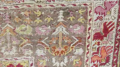 Antique Turkish Ghiordesh Oushak Carpet 81 x 11 Unusual