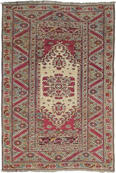 Antique Turkish Giordes Wool Rug 4 1 x 6 0 