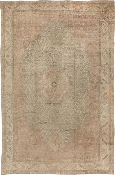 Antique Turkish Hereke Botanic Handmade Wool Rug