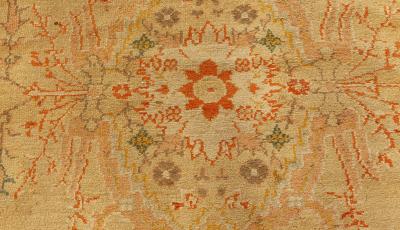 Antique Turkish Oushak Beige Botanic Rug
