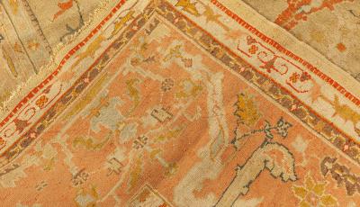 Antique Turkish Oushak Beige Botanic Rug