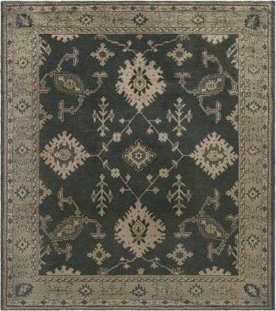 Antique Turkish Oushak Beige Gray Green Hand Knotted Wool Rug