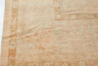 Antique Turkish Oushak Beige Hand Knotted Wool Rug