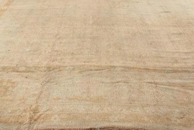 Antique Turkish Oushak Beige Hand Knotted Wool Rug