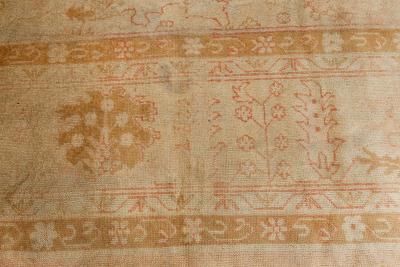 Antique Turkish Oushak Beige Hand Knotted Wool Rug