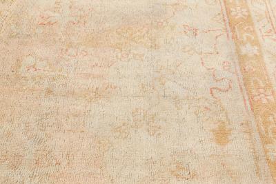 Antique Turkish Oushak Beige Hand Knotted Wool Rug
