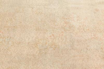 Antique Turkish Oushak Beige Hand Knotted Wool Rug