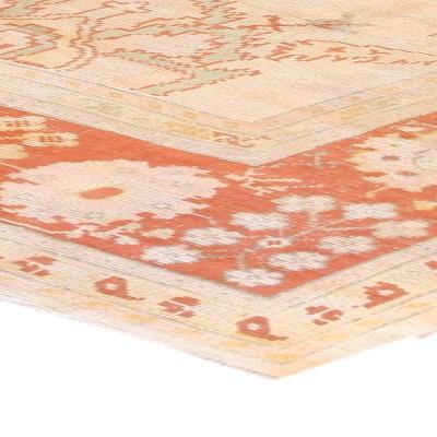 Antique Turkish Oushak Beige Handwoven Wool Carpet