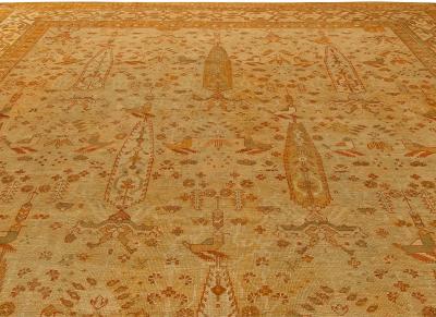 Antique Turkish Oushak Beige Handwoven Wool Rug