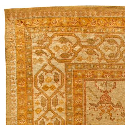 Antique Turkish Oushak Beige Handwoven Wool Rug