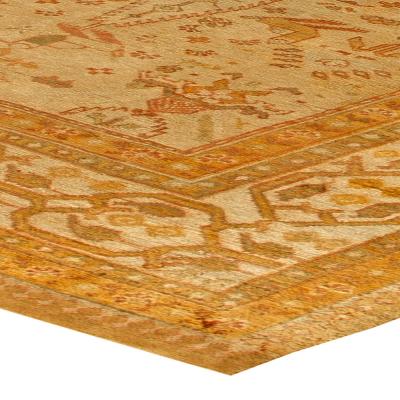 Antique Turkish Oushak Beige Handwoven Wool Rug