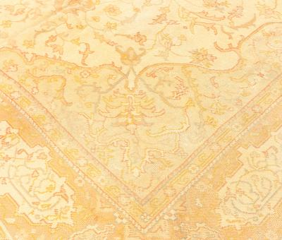 Antique Turkish Oushak Beige and Salmon Handmade Wool Rug