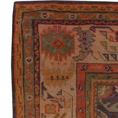 Antique Turkish Oushak Blue Handmade Wool Rug