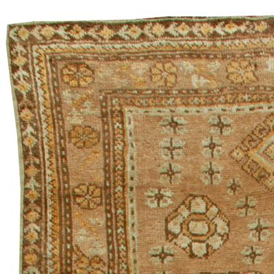 Antique Turkish Oushak Brown Beige Gray Handwoven Wool Rug