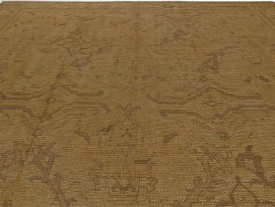 Antique Turkish Oushak Brown Handmade Wool Rug