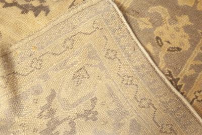 Antique Turkish Oushak Camel and Taupe Handwoven Wool Carpet
