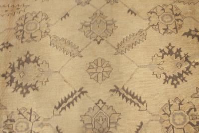 Antique Turkish Oushak Camel and Taupe Handwoven Wool Carpet