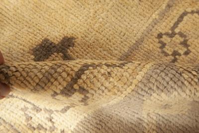 Antique Turkish Oushak Camel and Taupe Handwoven Wool Carpet