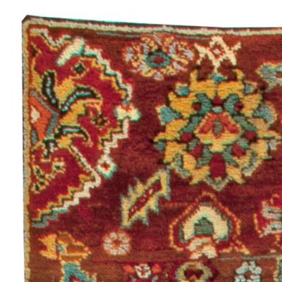 Antique Turkish Oushak Floral Yellow Red Blue and Green Handwoven Wool Rug